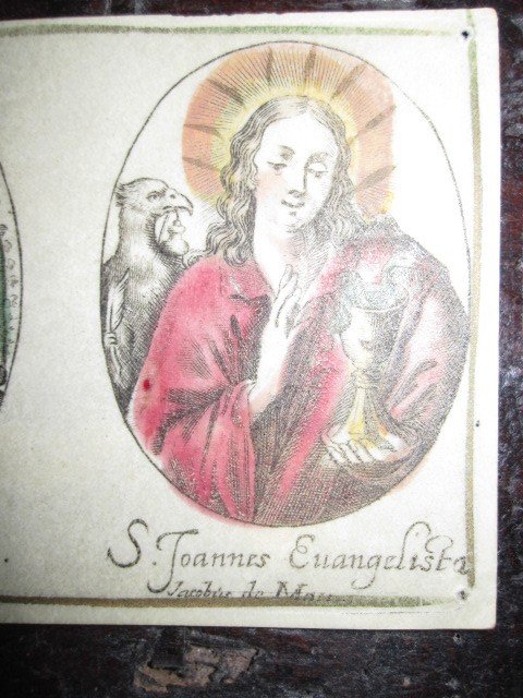 Jean Le Baptiste Et Jean l'évangéliste. Gravure Sur Parchemin Du XVIIe Siècle-photo-4