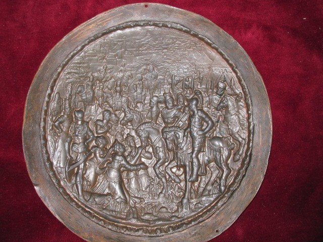 Historical Scene. Relief Copper Plate, Probably German From S. 16th Or 17th-photo-2