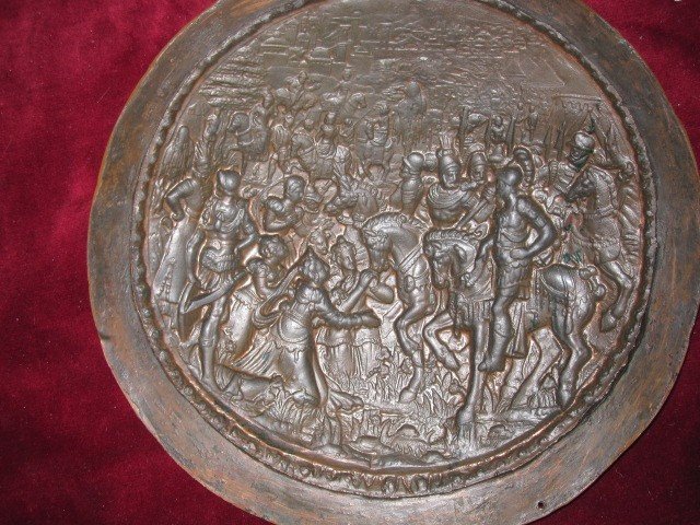 Historical Scene. Relief Copper Plate, Probably German From S. 16th Or 17th-photo-3