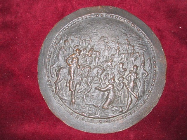 Historical Scene. Relief Copper Plate, Probably German From S. 16th Or 17th-photo-4