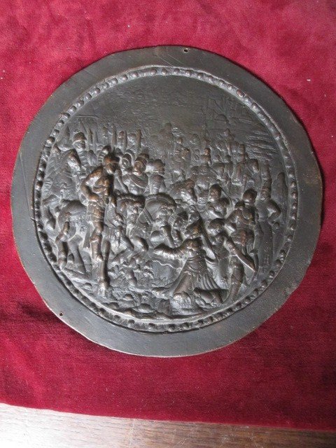 Historical Scene. Relief Copper Plate, Probably German From S. 16th Or 17th-photo-6