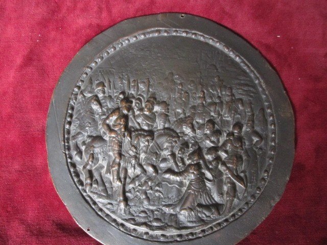 Historical Scene. Relief Copper Plate, Probably German From S. 16th Or 17th