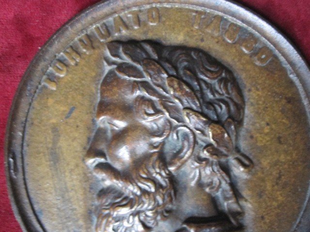 Torquato Cup. Large Cast Copper Uniface Plaque Or Medal. Italy S. XIX ​-photo-2