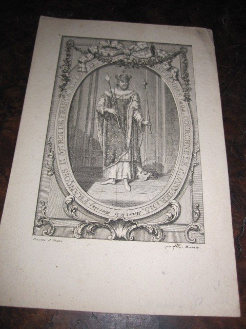 Francis I. King Of France. Copper Engraving Signed Martinet. 18th Century-photo-1