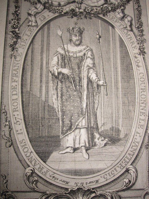 Francis I. King Of France. Copper Engraving Signed Martinet. 18th Century-photo-2