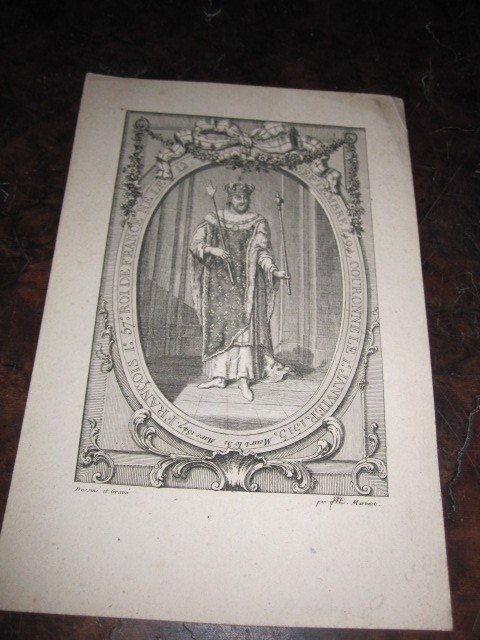 Francis I. King Of France. Copper Engraving Signed Martinet. 18th Century-photo-3