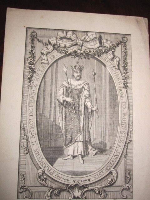 Francis I. King Of France. Copper Engraving Signed Martinet. 18th Century-photo-5