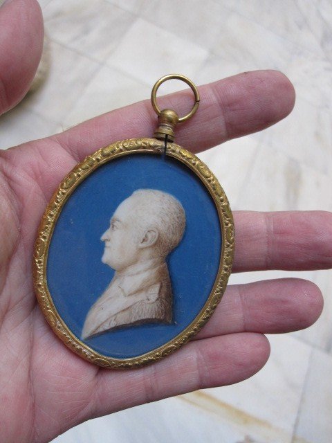 Portrait De Gentilhomme.  Miniature XVIIIème Avec Cadre En Bronze Doré-photo-7