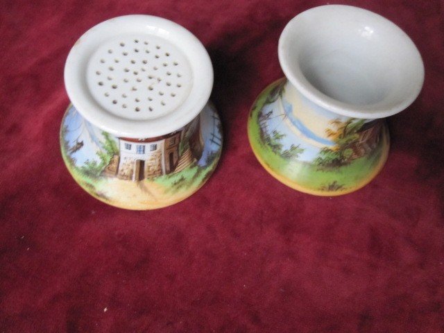 Encrier Et Poudrier En Porcelaine Du Vieux Paris. S XIX-photo-1