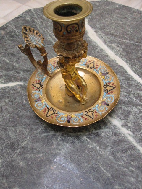 Candlestick In Gilt Bronze And Cloisonne Enamel. Nineteenth Century-photo-8