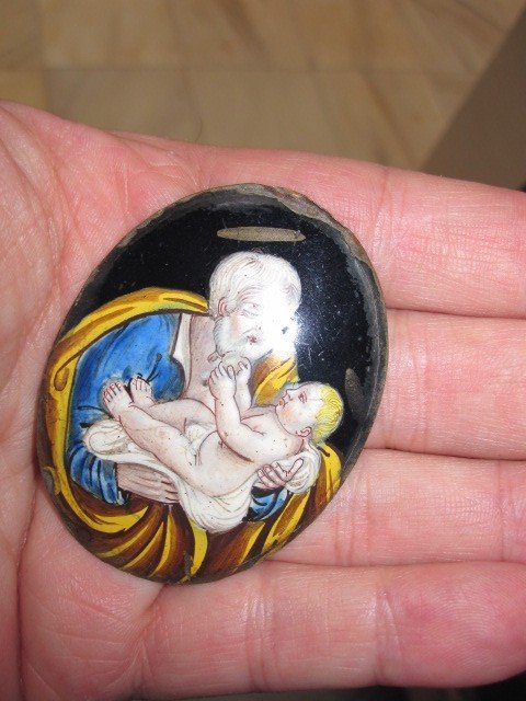 Saint Joseph Avec l'Enfant. Email De Limoges XVIIème-photo-6