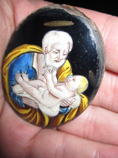 Saint Joseph Avec l'Enfant. Email De Limoges XVIIème-photo-7