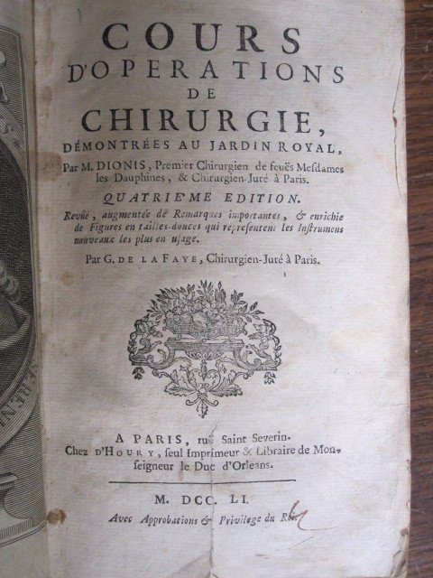 Livre De Chirurgie Au Jardin Royal. Paris1751. Bien Illustré Et Avec Reliure Originale-photo-2