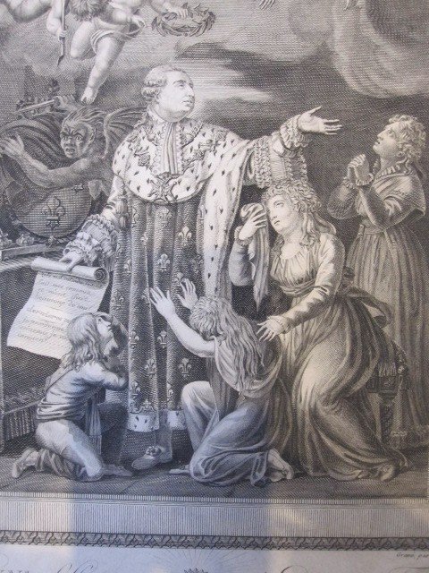 Adieu Et Testament De Louis XVI. Gravure Sur Cuivre d'Exaltation Réaliste. Signé -photo-2