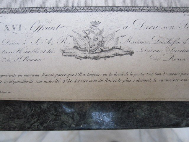 Adieu Et Testament De Louis XVI. Gravure Sur Cuivre d'Exaltation Réaliste. Signé -photo-2