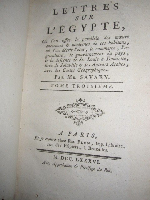 Savary: Letters On Egypt. Paris 1786. 3 Volumes With Maps And Plan Of The Great Pyramid-photo-4