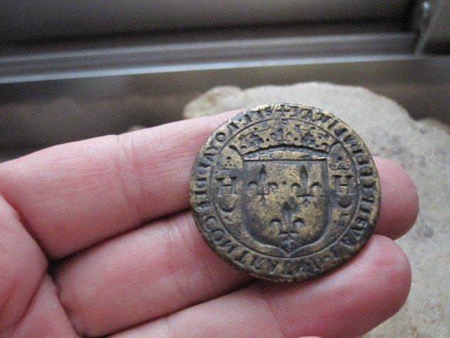 Seal Of The Arms Of The King Of France. Sixteenth Century Bronze.-photo-5