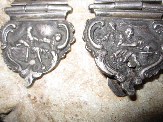 Silver Book Closures Carved With Moses, Aaron And The Evangelists Mark And Matthew-photo-8