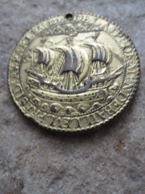 Louis XIII Medal In Gilt Bronze. Dated 1628-photo-5