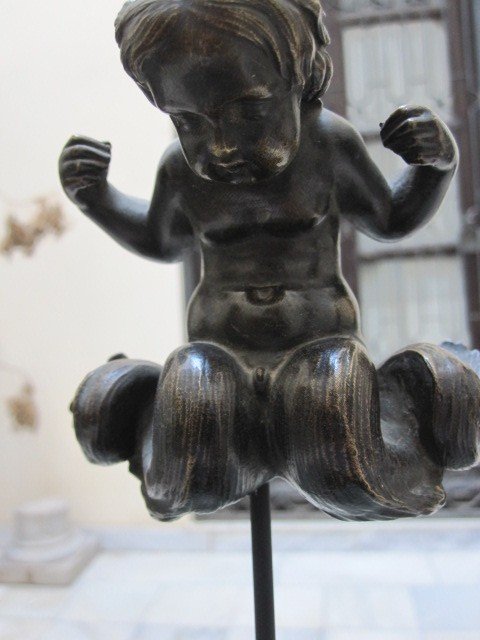 Triton: Wall Bronze From The 17th Or 18th Century-photo-3