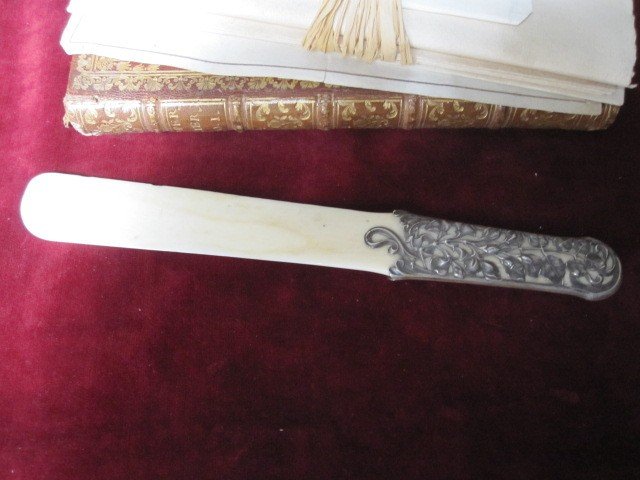 Modernist Letter Opener In Silver And Ivory. Around 1900. 23.5cm-photo-2