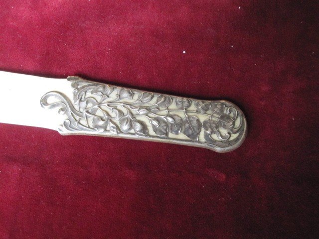 Modernist Letter Opener In Silver And Ivory. Around 1900. 23.5cm-photo-3