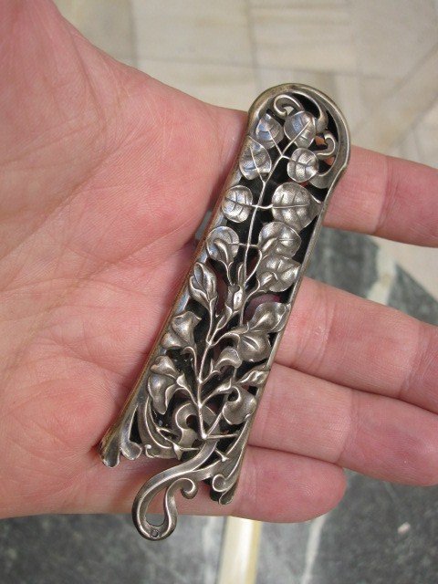 Modernist Letter Opener In Silver And Ivory. Around 1900. 23.5cm-photo-5
