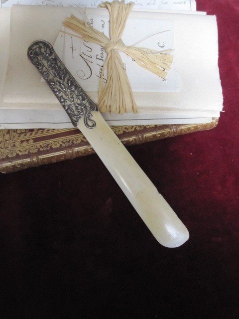 Modernist Letter Opener In Silver And Ivory. Around 1900. 23.5cm