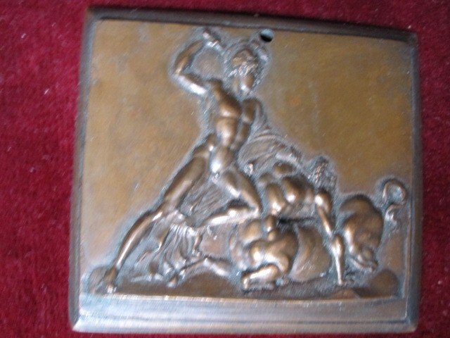 Hercule Et Le Centaure Nessus. Plaquette Néoclassique En Bronze-photo-2