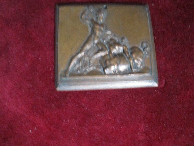 Hercule Et Le Centaure Nessus. Plaquette Néoclassique En Bronze-photo-6