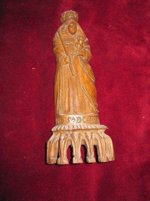 Vierge De La Candelaria. Sculpture d'Art Populaire Sur Bois Du 18ème Siècle-photo-3