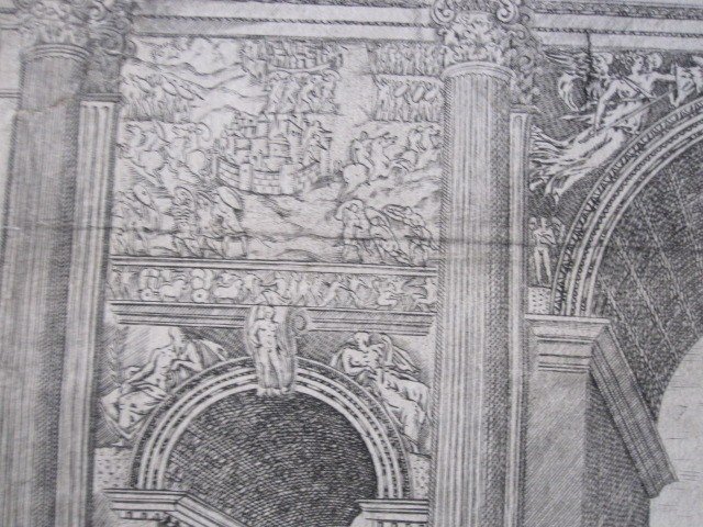 Arc De Triomphe De Septime Sévère. Gravure Sur Cuivre. Signé : Ant Lafreri Sequanus En 1547-photo-4