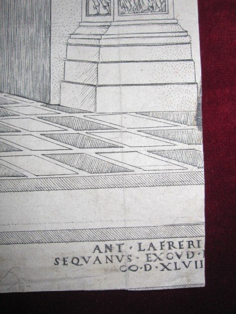Arc De Triomphe De Septime Sévère. Gravure Sur Cuivre. Signé : Ant Lafreri Sequanus En 1547-photo-1