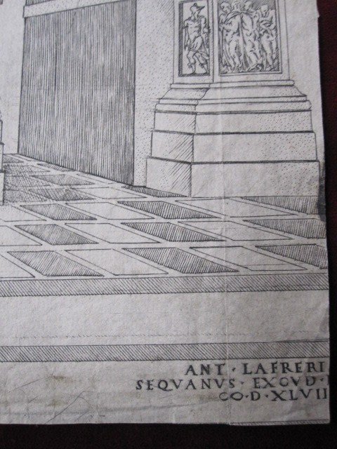 Arc De Triomphe De Septime Sévère. Gravure Sur Cuivre. Signé : Ant Lafreri Sequanus En 1547-photo-2