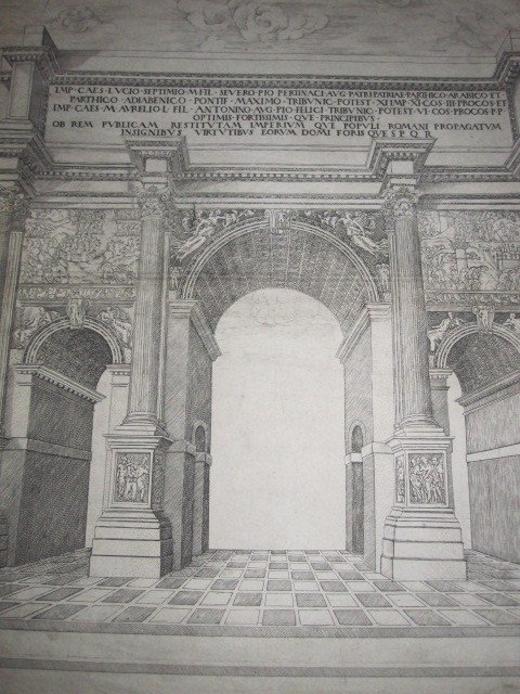 Arc De Triomphe De Septime Sévère. Gravure Sur Cuivre. Signé : Ant Lafreri Sequanus En 1547-photo-4