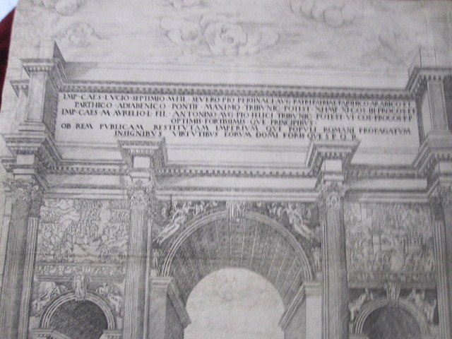 Arc De Triomphe De Septime Sévère. Gravure Sur Cuivre. Signé : Ant Lafreri Sequanus En 1547-photo-5