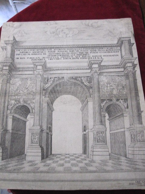 Arc De Triomphe De Septime Sévère. Gravure Sur Cuivre. Signé : Ant Lafreri Sequanus En 1547