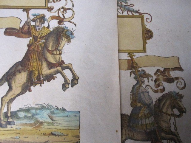 Chasseurs. 2 Gravures Appartenant Au Char Triomphal De Maximilien De Hausbourg. S. XVI