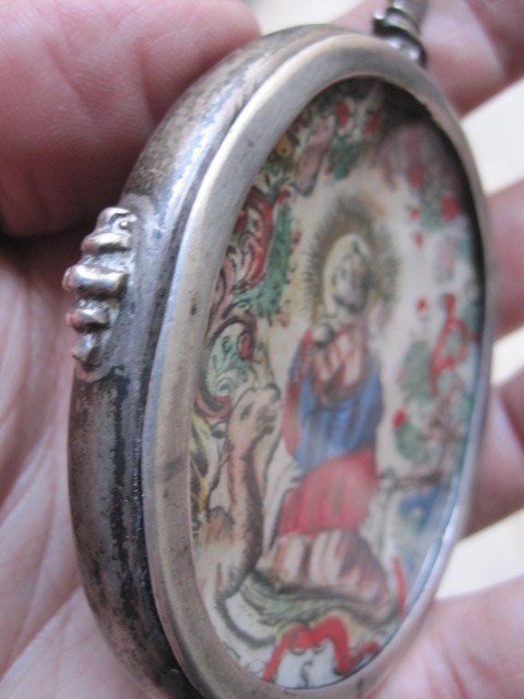17th Or 18th Century Silver Reliciary Of Santa Marta Or Santa Margarita And The Dragon-photo-5