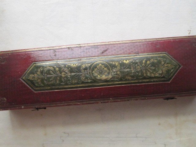 Etui Réalisé En Mosaïque De Cuir Marocain. Magnifique Travail De Relieur Du Début Du 19ème Sièc-photo-2
