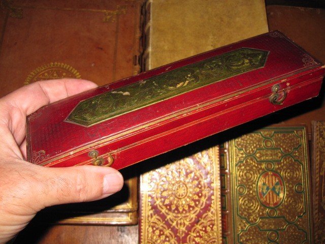 Etui Réalisé En Mosaïque De Cuir Marocain. Magnifique Travail De Relieur Du Début Du 19ème Sièc-photo-6