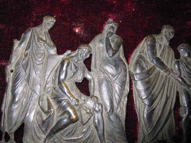 Ancient Scene. Small Neoclassical Bronze Frieze-photo-2