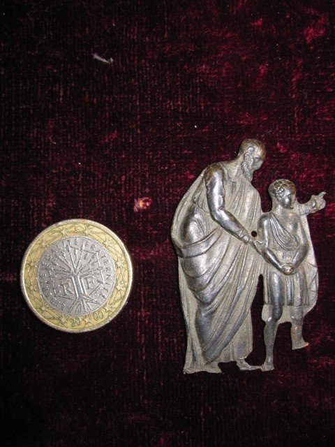 Scène Antique. Petite Frise En Bronze d'époque Néoclassique-photo-3