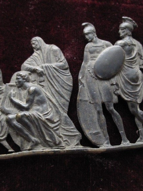 Ancient Scene. Small Neoclassical Bronze Frieze-photo-6