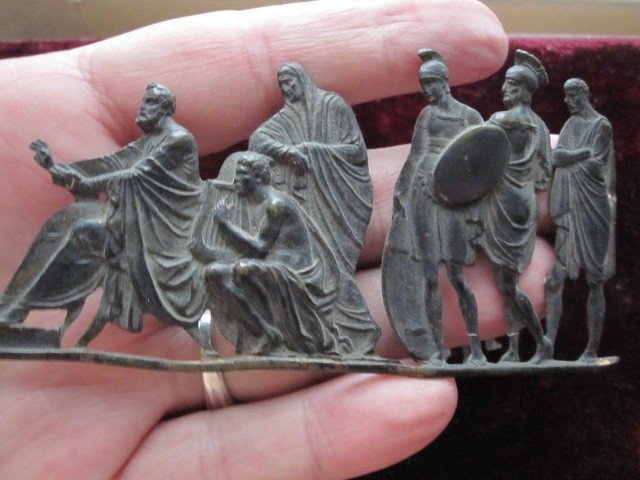 Ancient Scene. Small Neoclassical Bronze Frieze-photo-8