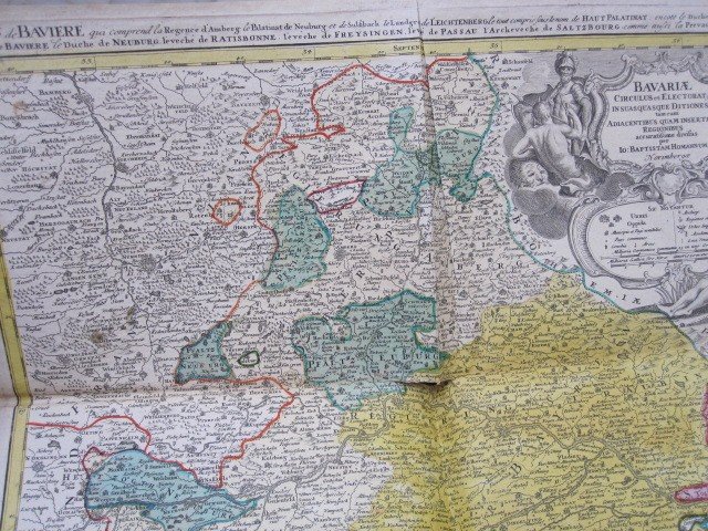 Large Map Of Bavaria By Jean-baptiste Homannum. 18th Century-photo-3