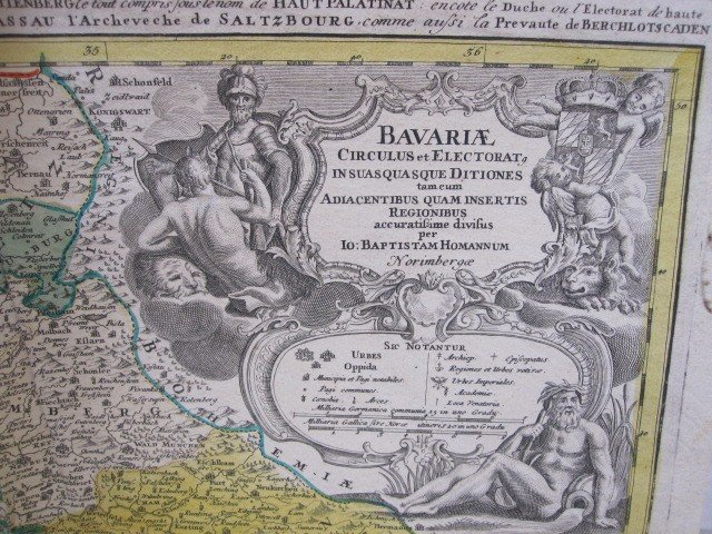Grande Carte De La Bavière Par Jean-baptiste Homannum. Siècle XVIII-photo-2