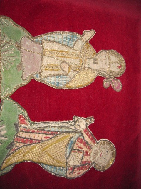 Saint Paul And Bishop. Embroidery In Colored Silk And Gold Threads From The 16th Or 17th Century.-photo-6