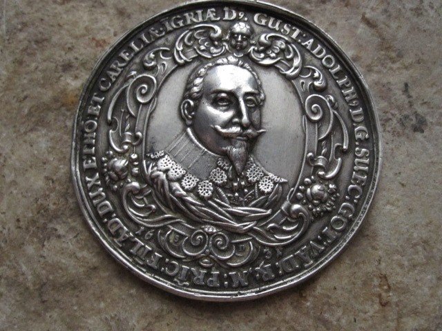 Gustave Adolphe II De Suède. Grande Médaille d'Argent Du 17ème Siècle