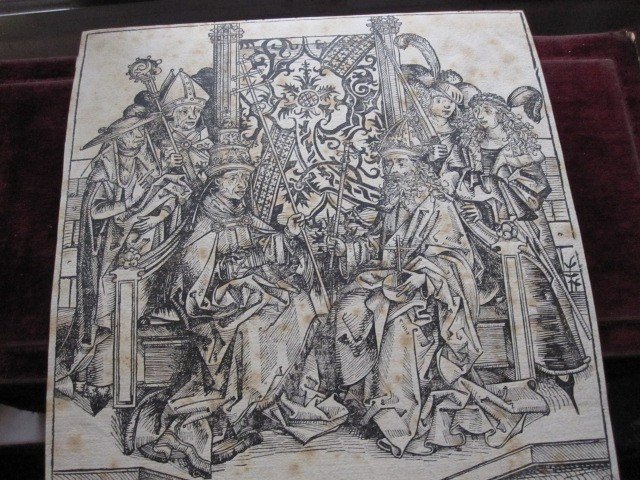 Le Pape Pie II Et l'Empereur Frédéric III. Gravure Incunable De La Chronique De Nuremberg. 1493